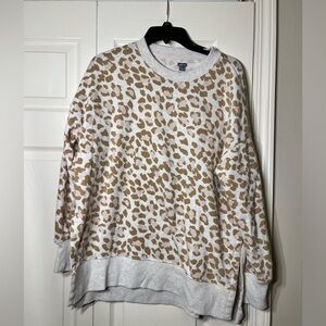 Aerie Cozy Sweatshirt Crew Neck Oversized Leopard Pullover